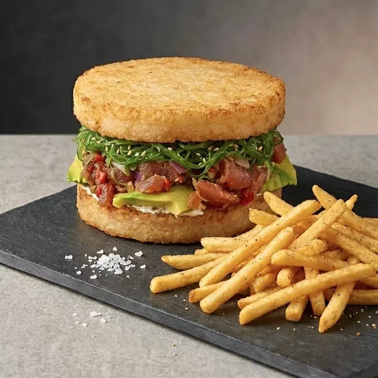 Tuna Burger  + Papa fritas