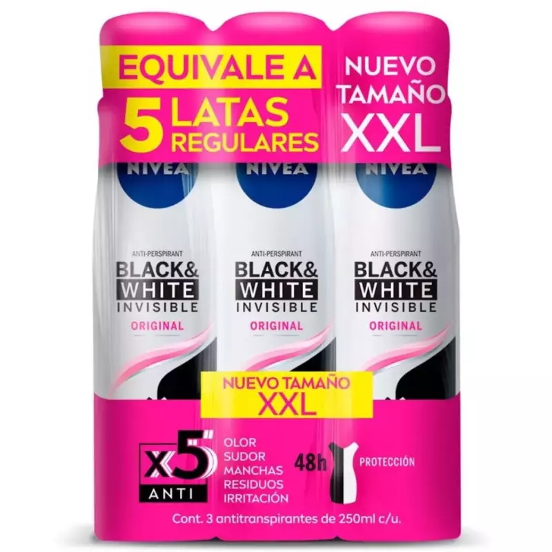 Nivea Black /White Invisible 3 Pzas
