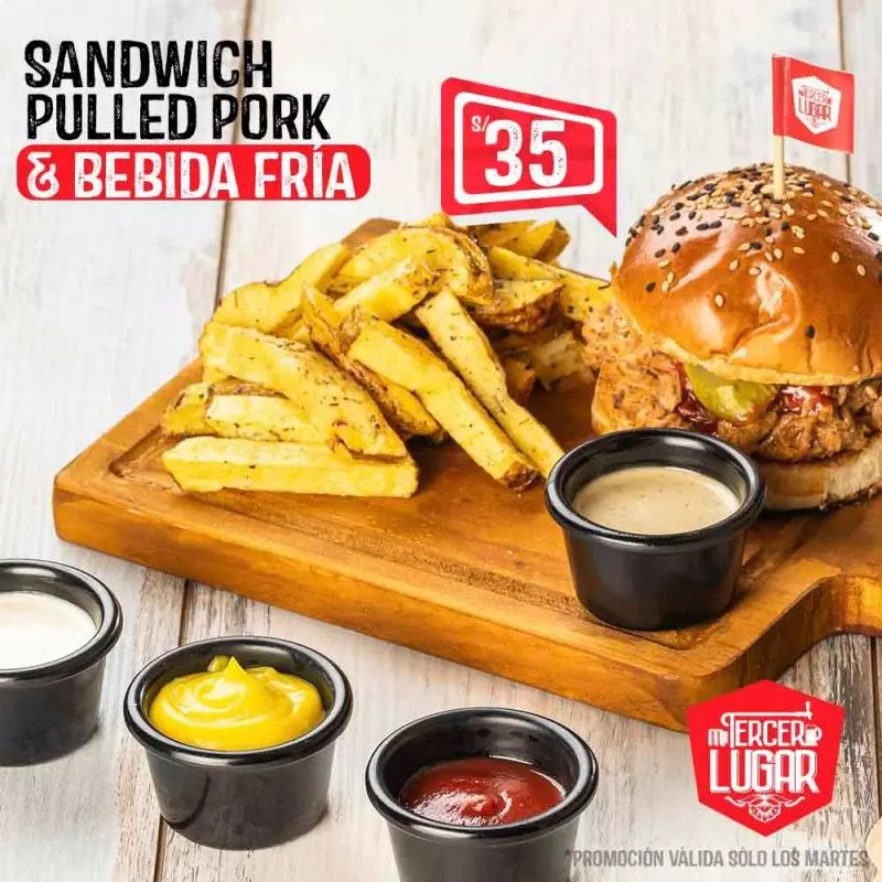 Sandwich Pulled Pork + Bebida Fría