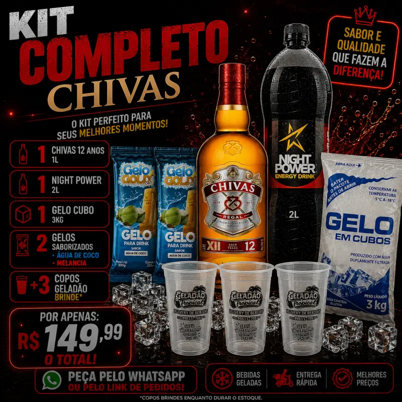 KIT Chivas 1L+ Energético 2L+Gelo
