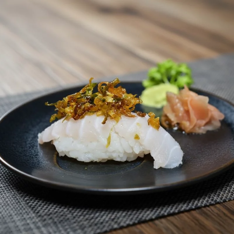 SUSHI PEIXE BRANCO/ALHO PORO