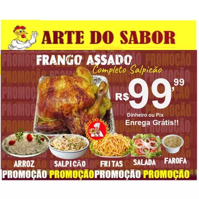FRANGO ASSADO COM SALPICÃO COMPLETO