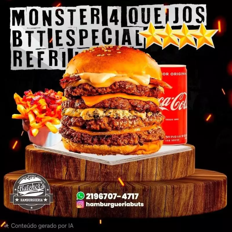 Monster 4 Queijos, Btt esP, Refri Lt