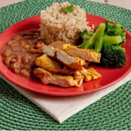 ARROZ COM BROCOLIS E TIRAS DE FRANGO