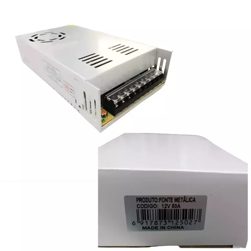 FONTE COMEIA 12V 50A CAIXA BRANCA XZ