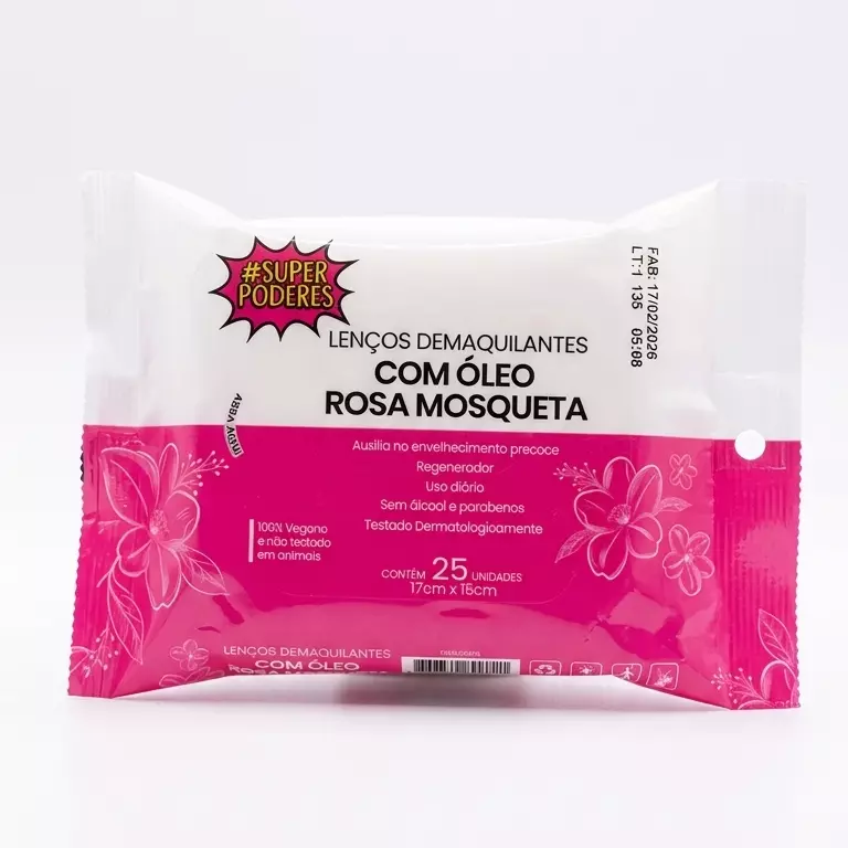 Lenço Demaquilante Com oléo rosa mos