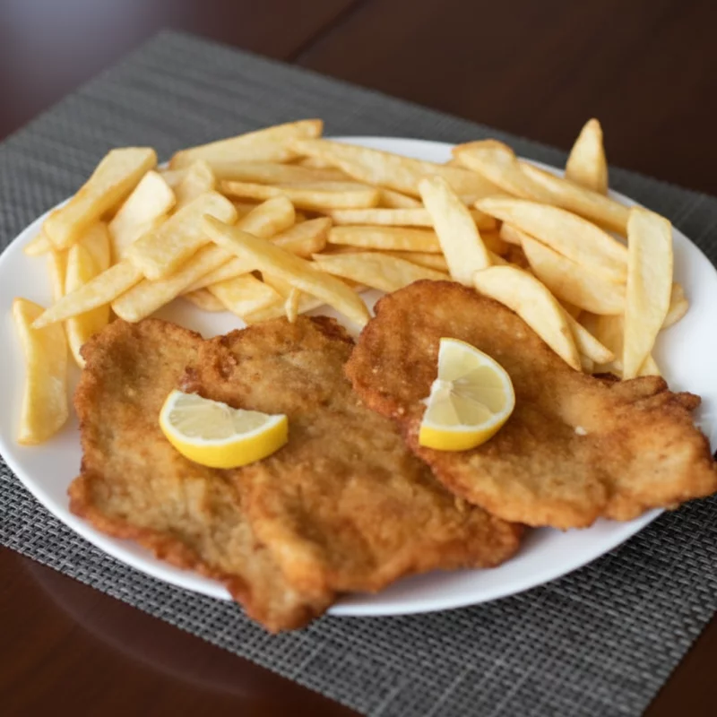 Milanesa de carne o pollo simple con fritas