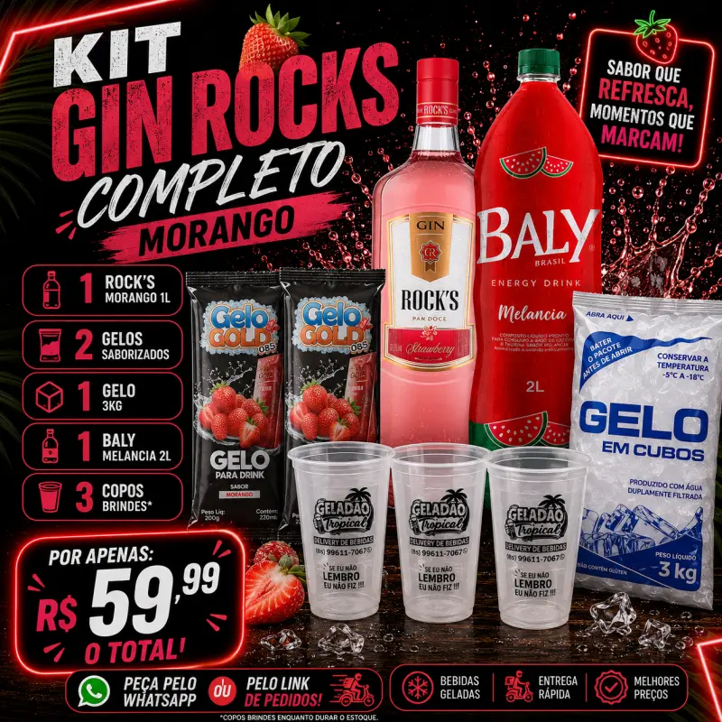 Kit Gin Rocks morango