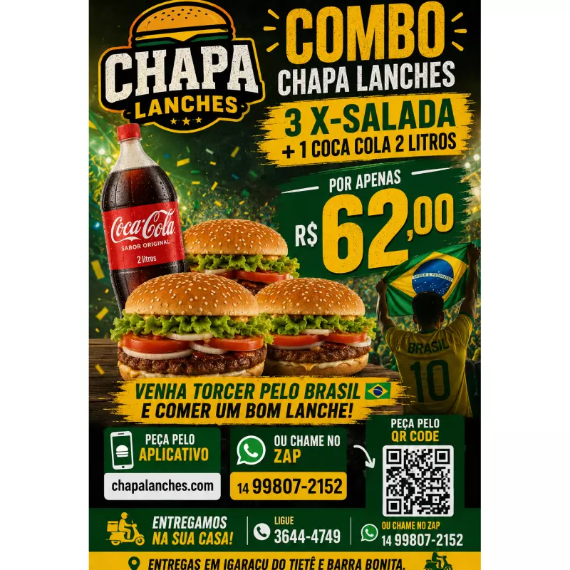Combo 3 x salada + 1 coca 2 litros