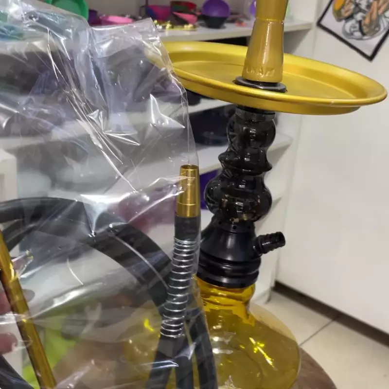 Narguilé Completo - Preto e Dourado