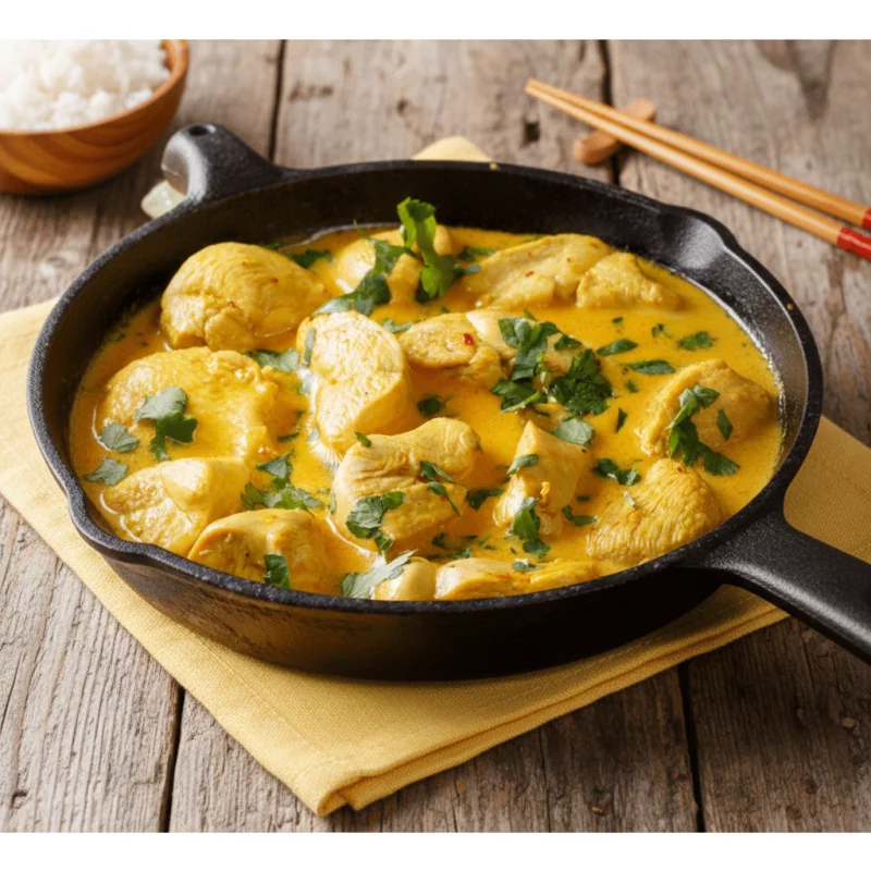 Pollo al curry y leche de coco