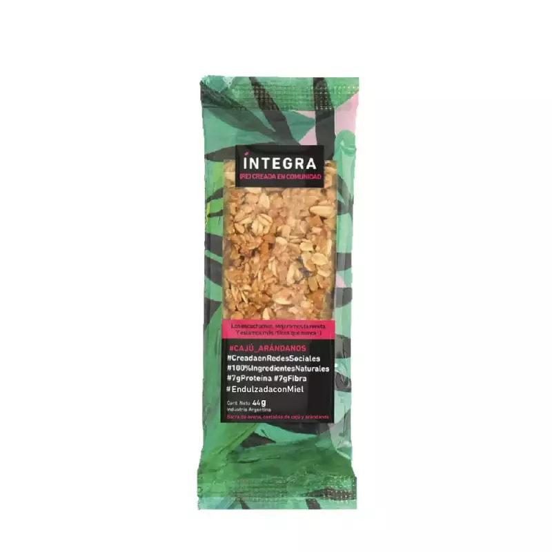 Barrita de cereal integra caju