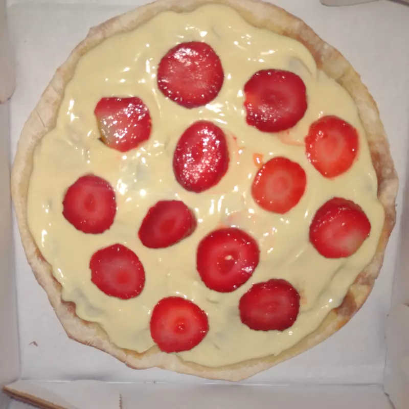 47-Mini pizza Choc Branco c/Morango