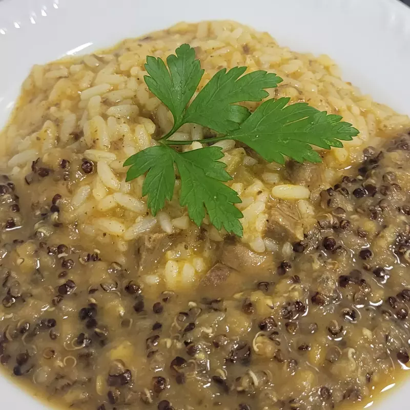 Risoto de coração de galinha