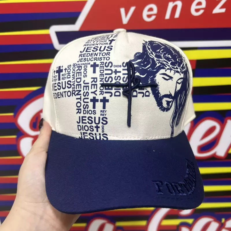 Gorra Fé beige letras azules