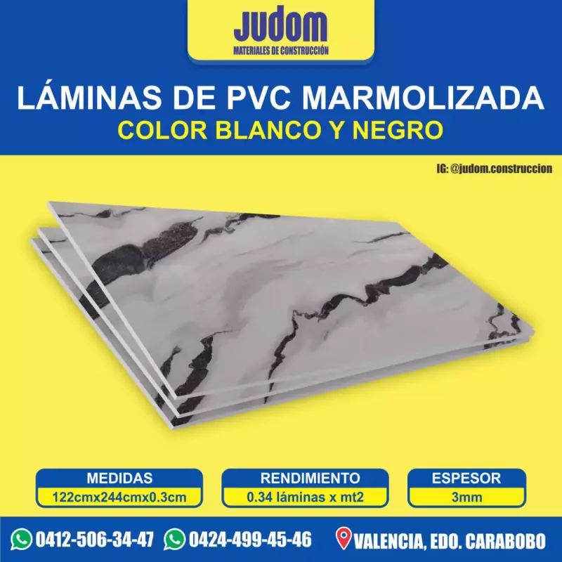Lamina PVC marmoleada 1.22x2.44 mt