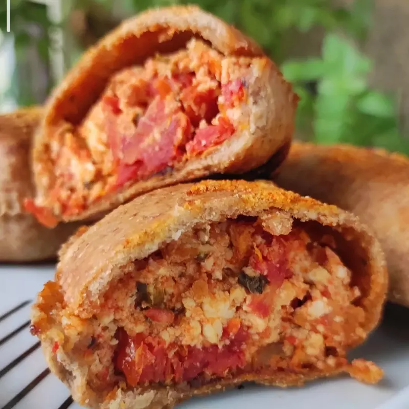 Pastel assado de tofu c/ tomate seco
