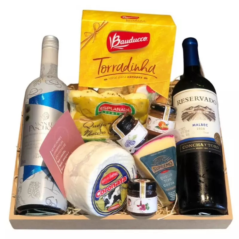 Cesta com Vinho e Frisante