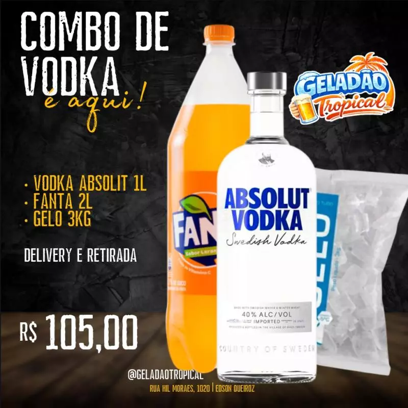 Combo Absolut+ Baly 2L + gelo
