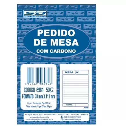 Talão de Mesa c/ Carbono (4275)