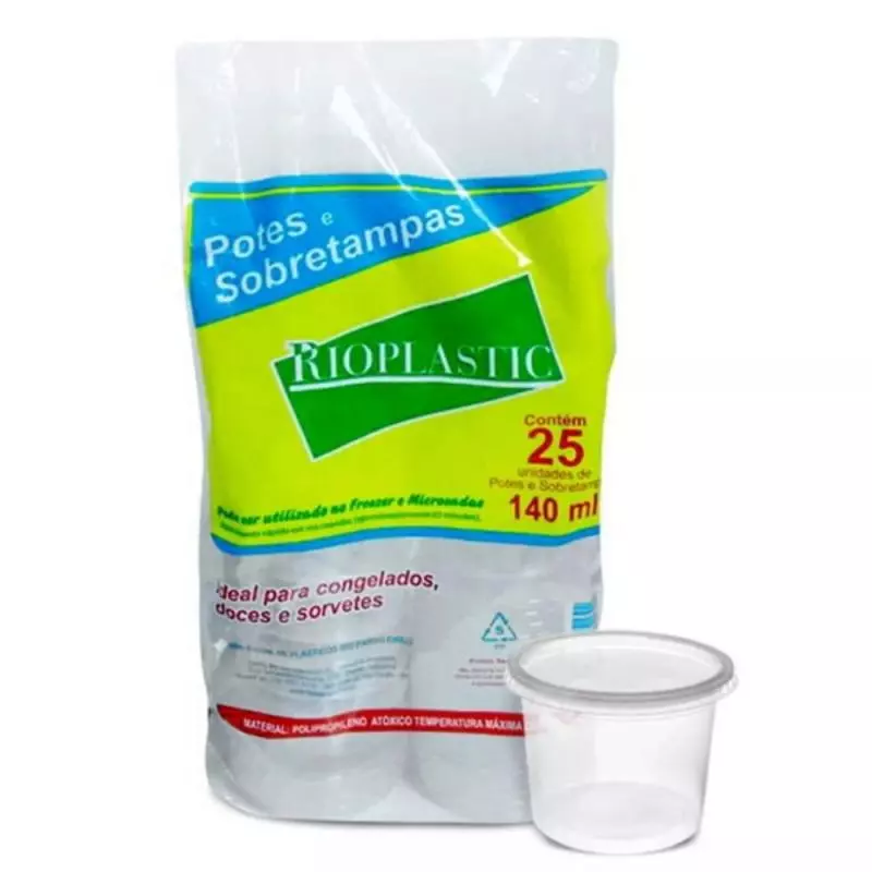 KIT POTE PP RIOPLASTIC 140ML SOB.TAMPA C/25