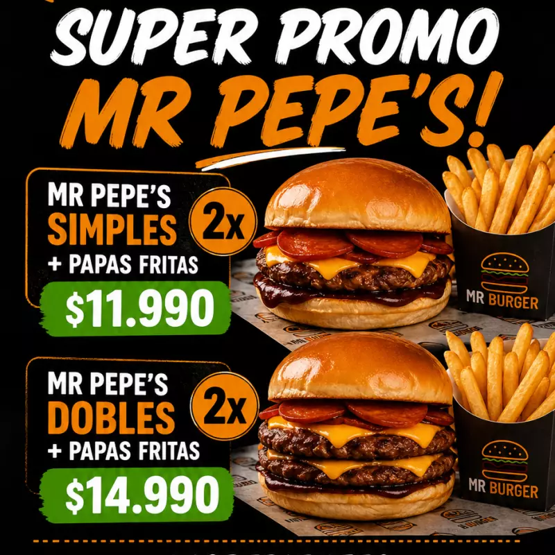 Promo 2 MR Pepe's Dobles + Papas