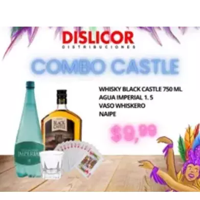 WHISKY BLACK CASTLE 750ML + AGUA IMP