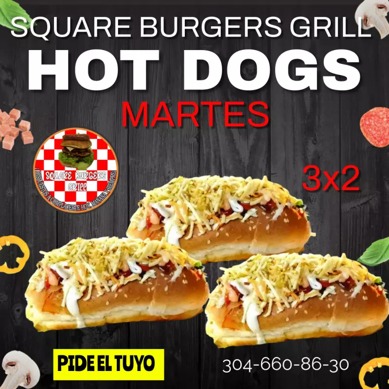 MARTES 3x2 HOT DOG