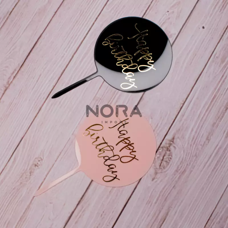 Cake topper "happy birthday" redondo