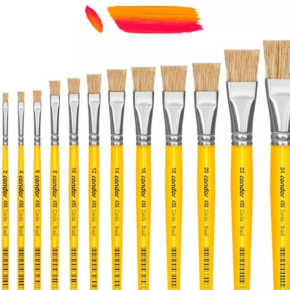 Pincel Ponta Achatada Cabo Longo