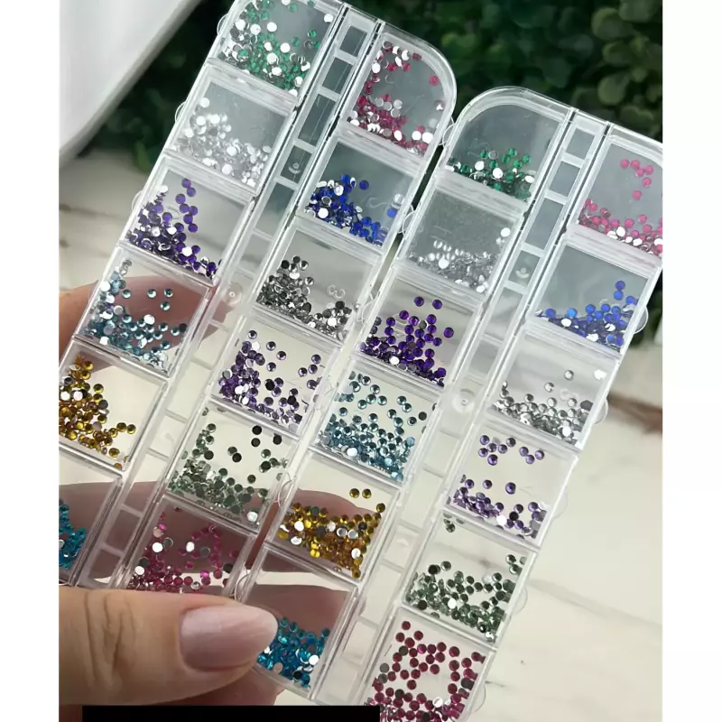 Cx De Strass Coloridos C/12 cores