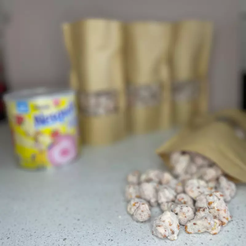 Pipoca gourmet de morango