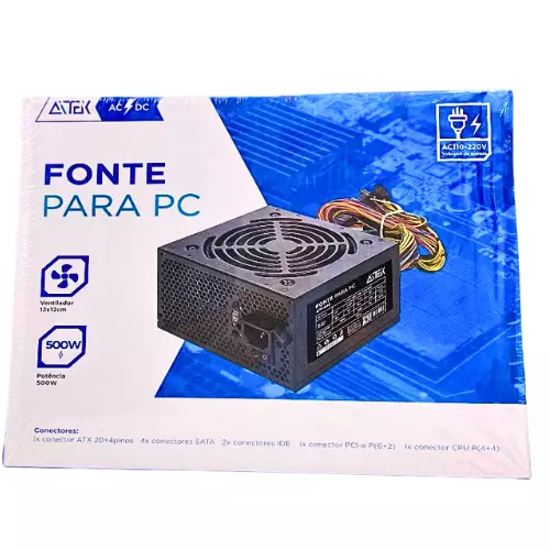 FONTE P/PC ATEK 500W BIVOLT ATF-500