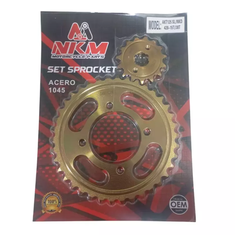 SET SPROCKET AKT125SLNKD 15X38 ORO N