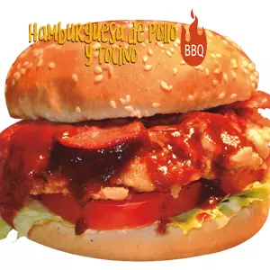 HAMB DE POLLO BBQ Y TOCINO