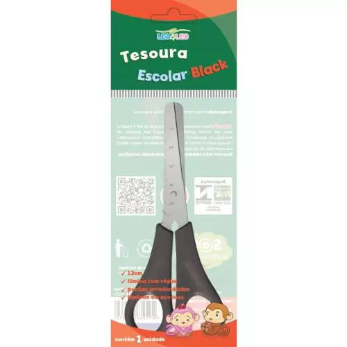 Tesoura escolar Black 13CM Leo & Leo