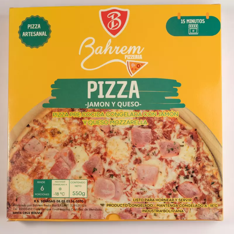 Pizza pre cocida Jamón y queso