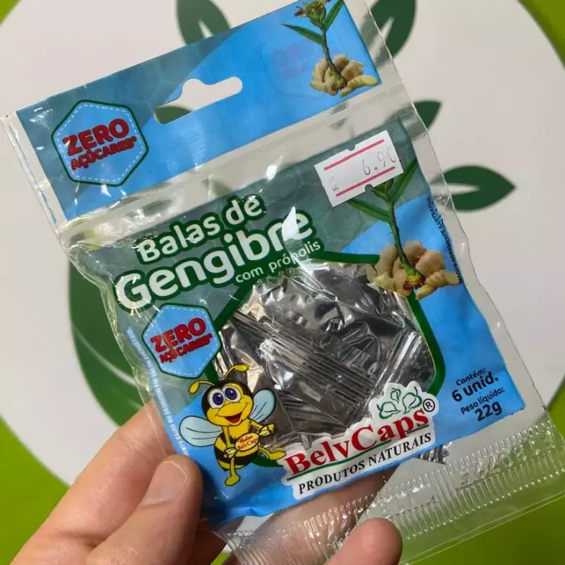Bala de gengibre com própolis zero