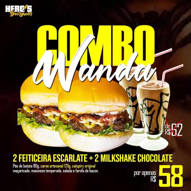 COMBO WANDA+2 milkshake de chocolate