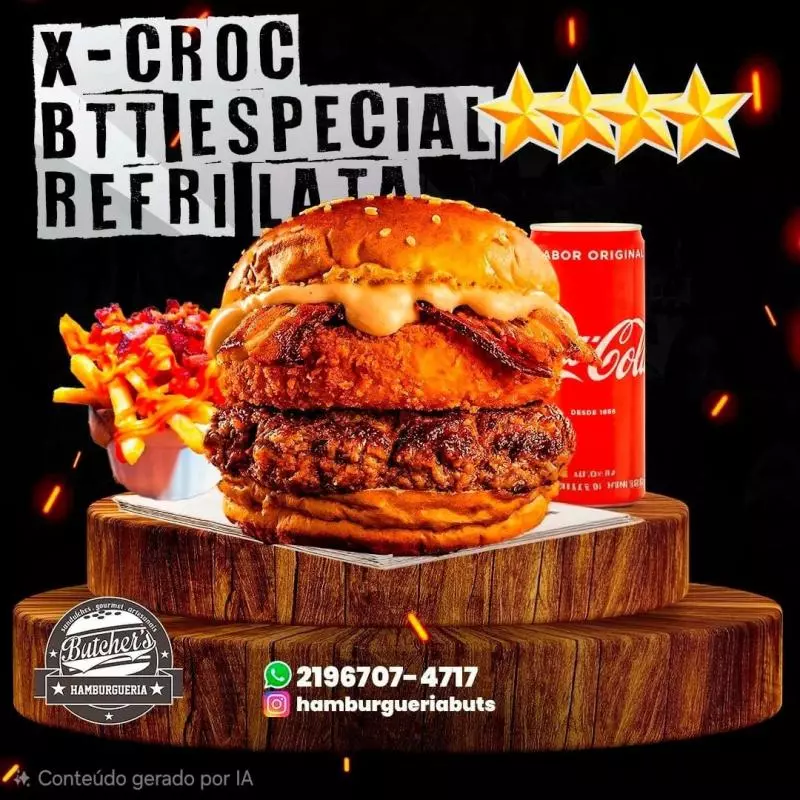 X-Croc + Batata Esp P, Refri Lata