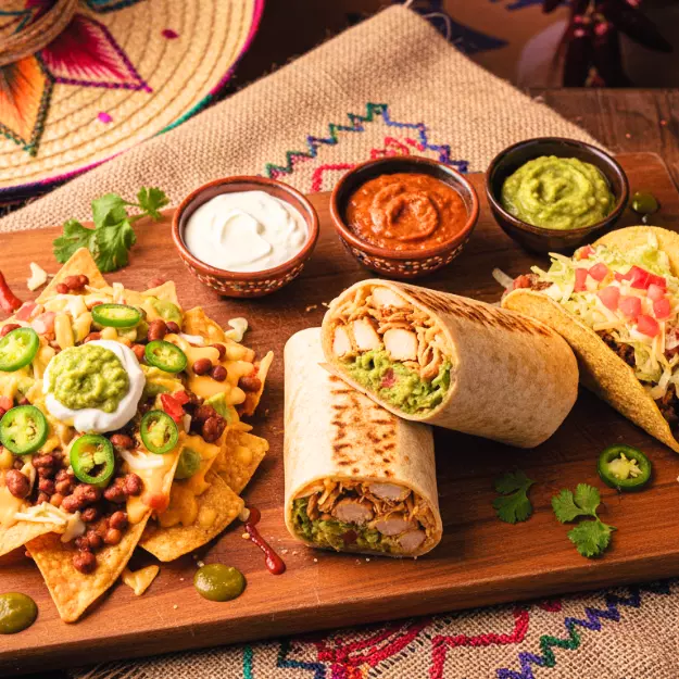 1 Burrito + 1 Porção de Nachos