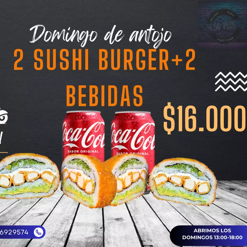 2 Sushiburger Grandes + 2 bebidas