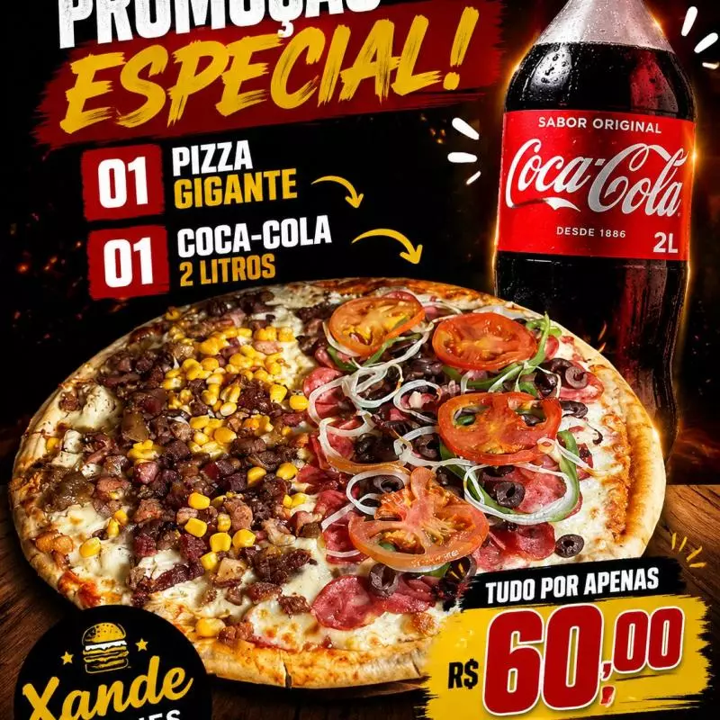 01 Pizza gigante/Coca Cola 02 litros