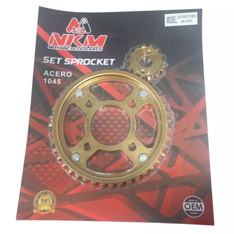 SET SPROCKET CB150 INVICTA NEW ORO N