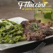 Fettuccine al pesto + churrasco