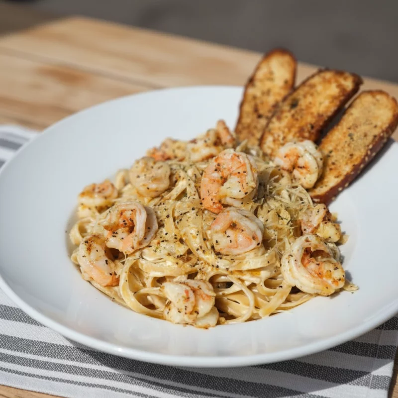 FETUCHINNI ALFREDO CON CAMARÓN