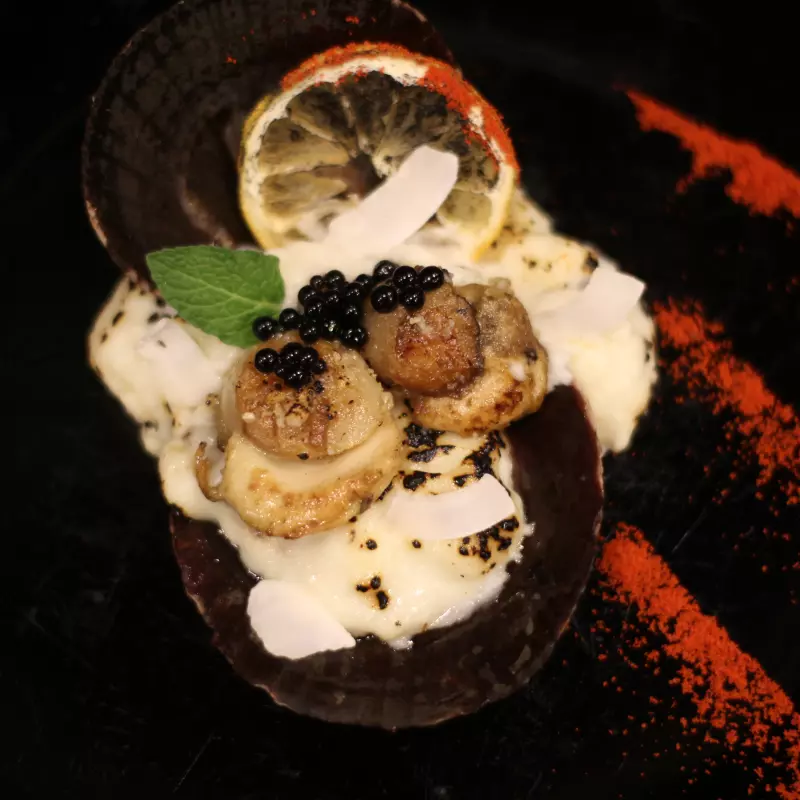 Vieiras con panna cotta de jengibre