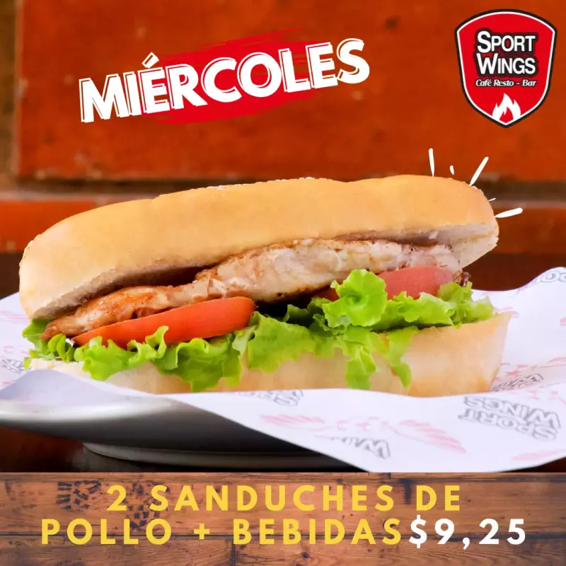 2 SANDUCHES DE POLLO + BEBIDAS