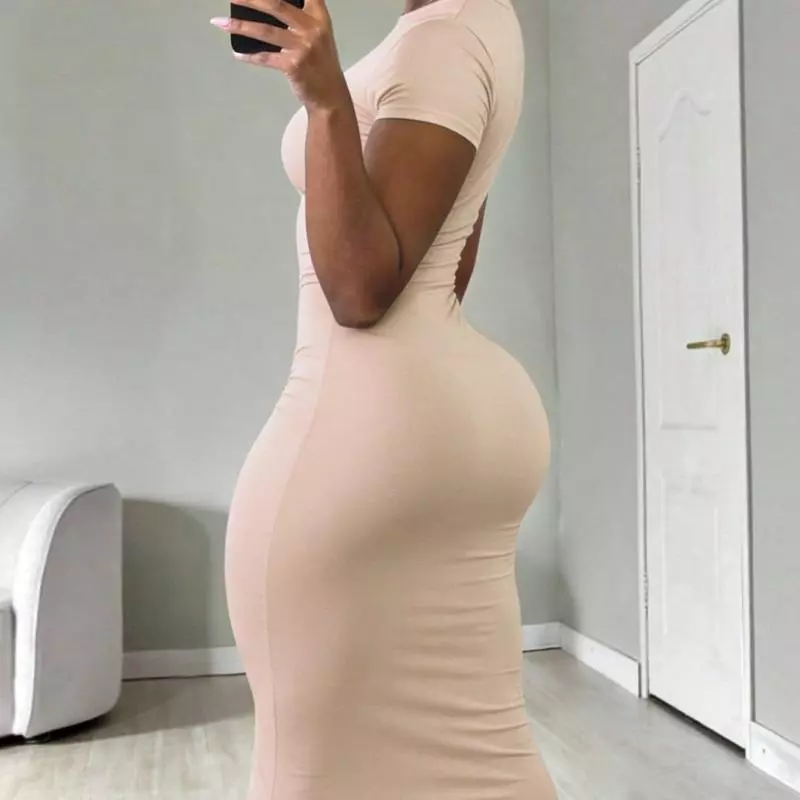 Maxi Dress con manga (Beige)