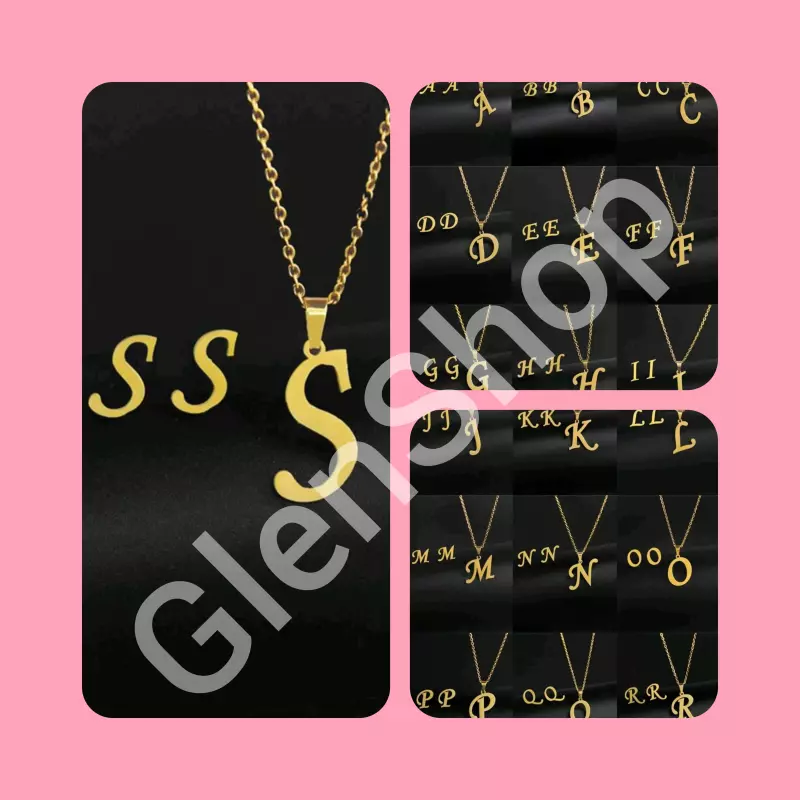 Collar-aretes dorado letras